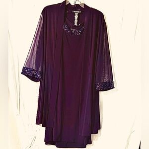 Mother of Bride Elegant Plum Color Dress with Sequin Detail